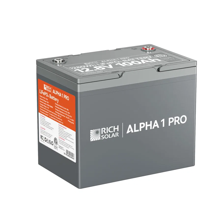 RS-B121SP – RICH SOLAR Battery, Group 24 12.8 Volt Nominal Voltage M8 Threaded Stud Top Terminal Lithium Iron Phospha...
